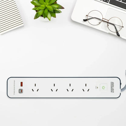 Arlec 4 Outlet PD30W Rapid Charge Powerboard – USB C powerboard with surge protection, stylish design, home & office use