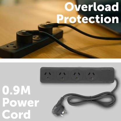 Arlec Black 4 Outlet Powerboard
