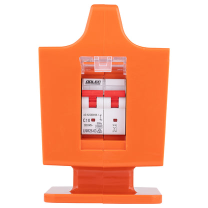 Arlec Orange 10A to 15A Single Outlet Power Adaptor with MCB Switch