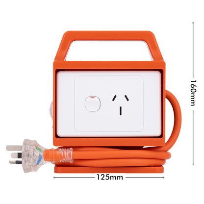 Arlec Orange 10A to 15A Single Outlet Power Adaptor with MCB Switch