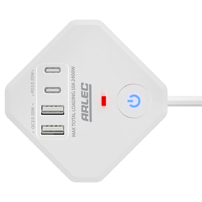 Arlec 4-Outlet Power Cube With PD20W USB-2A+2C