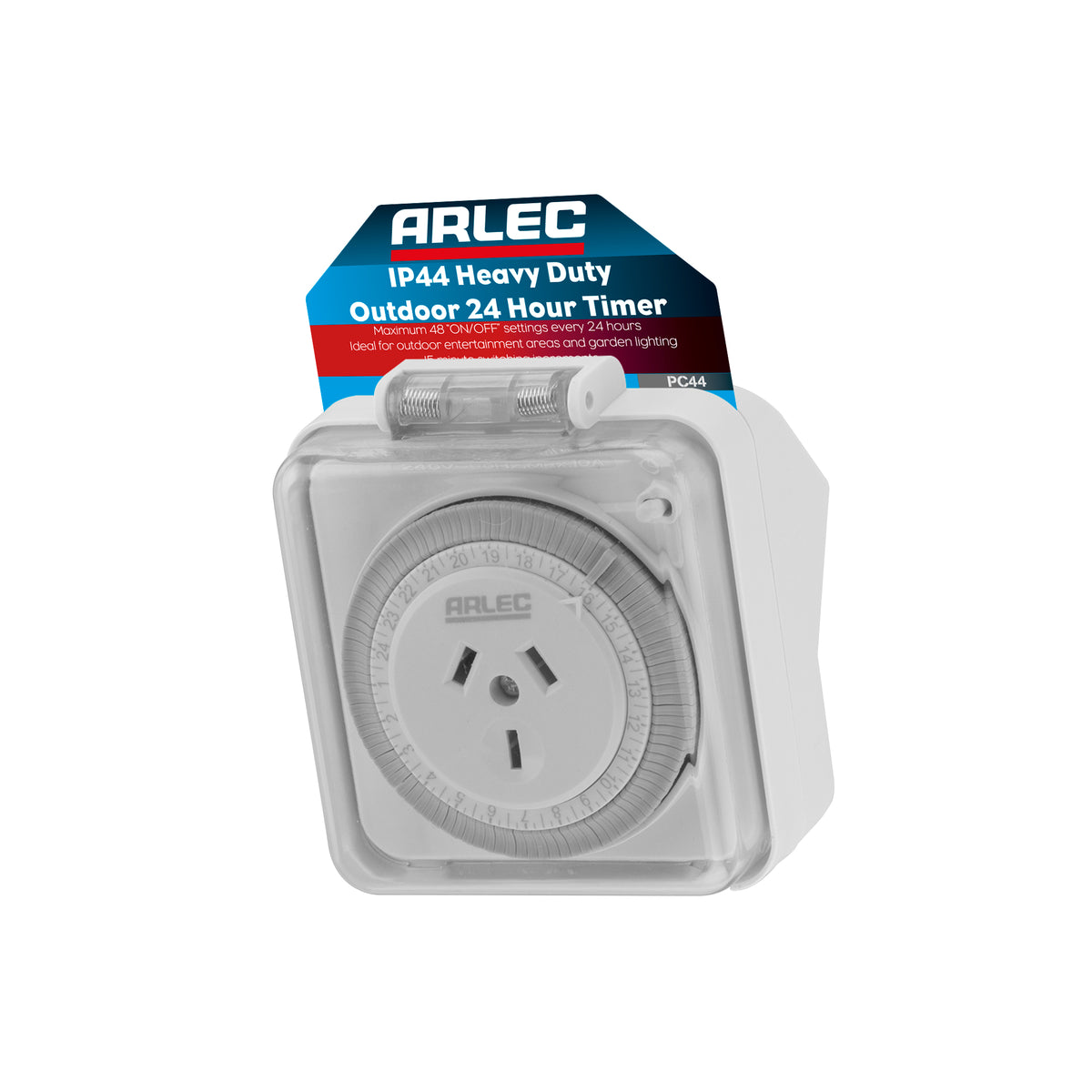 Arlec White 24-Hour Heavy-Duty Weatherproof Mechanical Timer