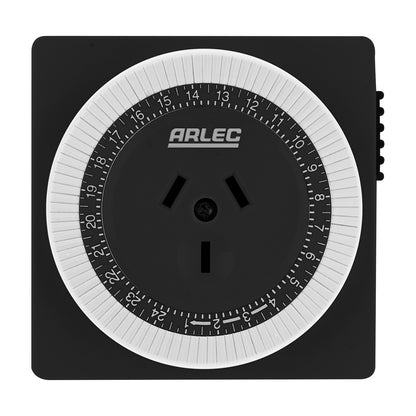 Arlec Black 24-Hour Compact Mechanical Timer