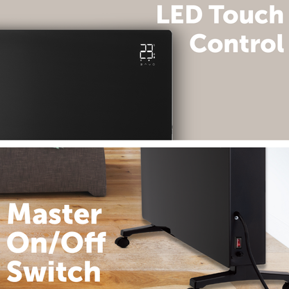 Arlec 2400W Smart Grid Connect Glass Panel Heater With Flame Effect