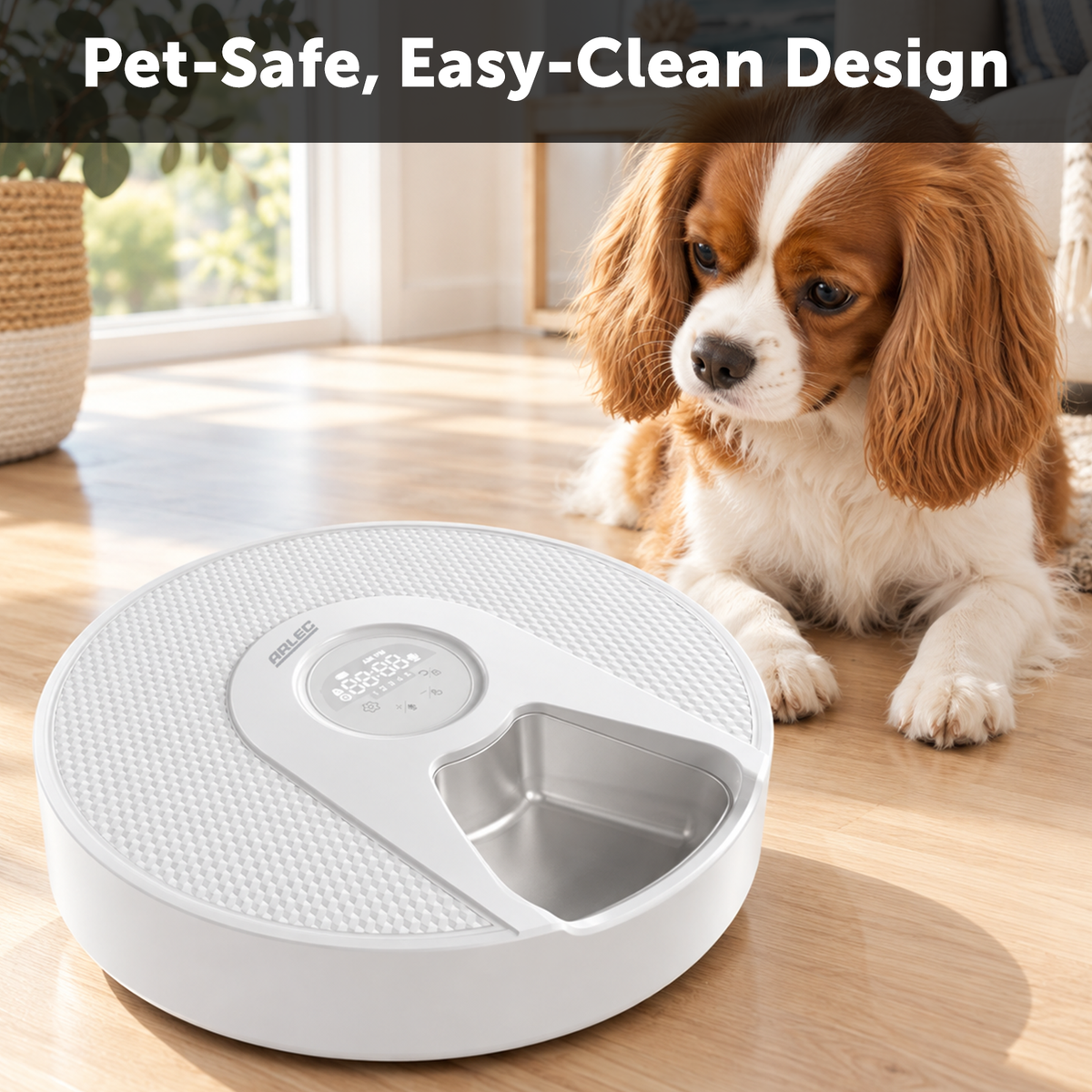 Arlec White Automatic Pet Feeder for Wet & Dry Food