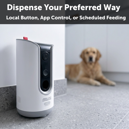 Arlec White Grid Connect Smart Treat Dispenser With Camera
