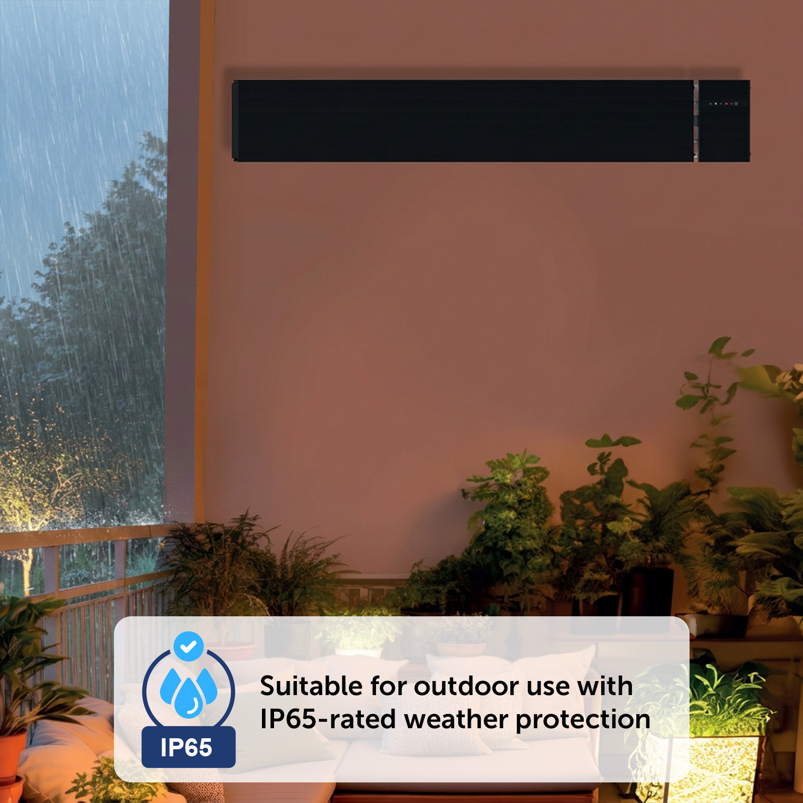Arlec 2400W Black Smart Grid Connect Alfresco Strip Heater
