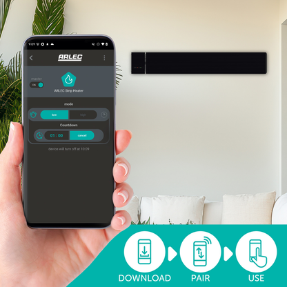 Arlec 2400W Black Smart Grid Connect Alfresco Strip Heater
