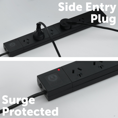 Arlec 6 Outlet Black Wide Spaced Surge Protected Powerboard