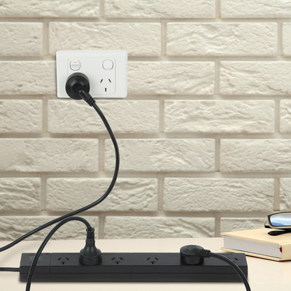 Arlec 6 Outlet Black Wide Spaced Surge Protected Powerboard