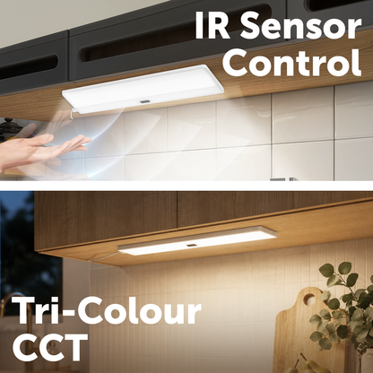 Arlec 300 x 100mm CCT and Dimmable Frameless Cabinet Light With IR Sensor
